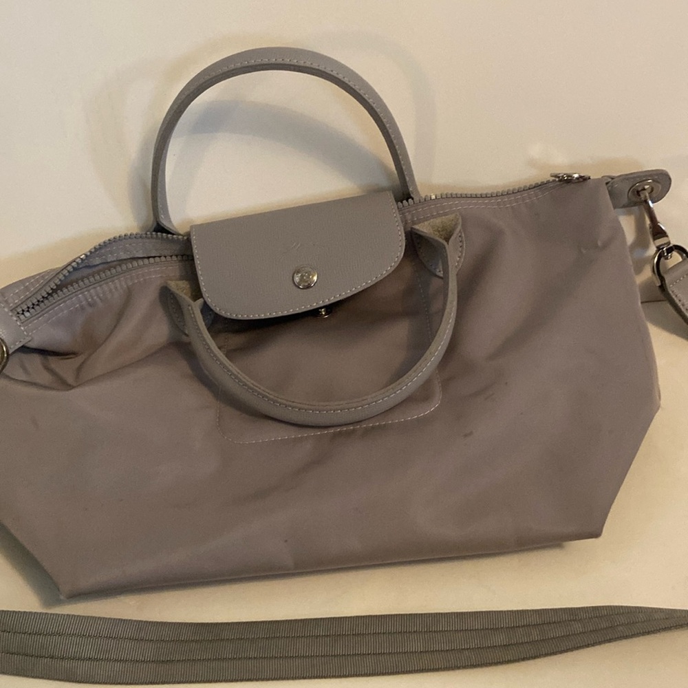 Longchamp grey nylon with crossbody strap